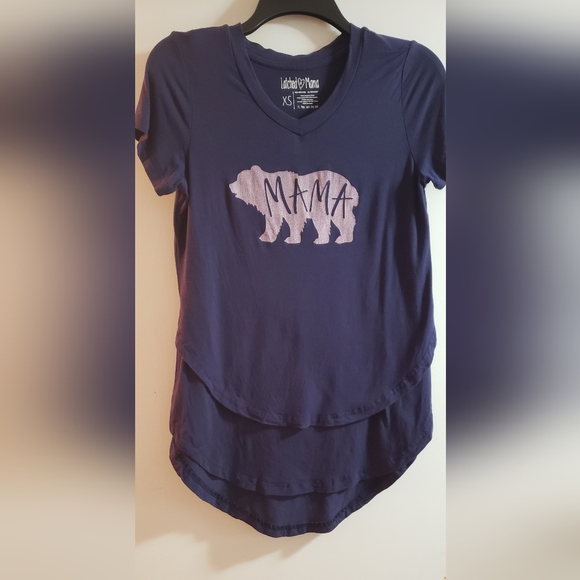 Latched Mama Women's Dark Purple Tee with Bear Graphic - Picture 1 of 3